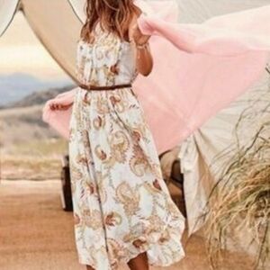 J. Jill Floral Paisley Apron Style Sleeveless Midi Summer Dress Large Petite